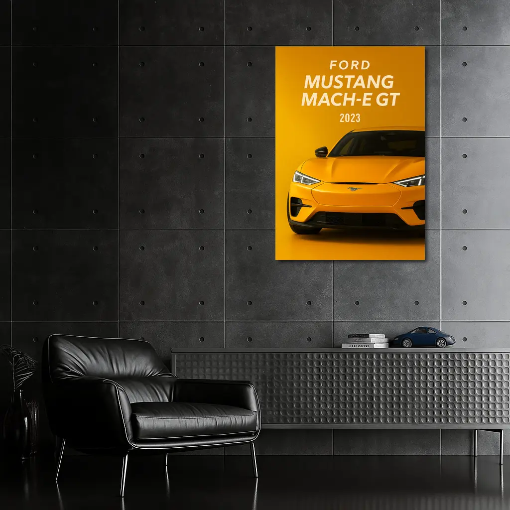Ford Mustang Mach-E GT Yellow Background – Wall Art