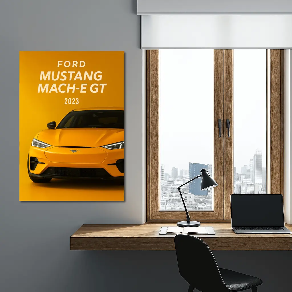 Ford Mustang Mach-E GT Yellow Background – Wall Art