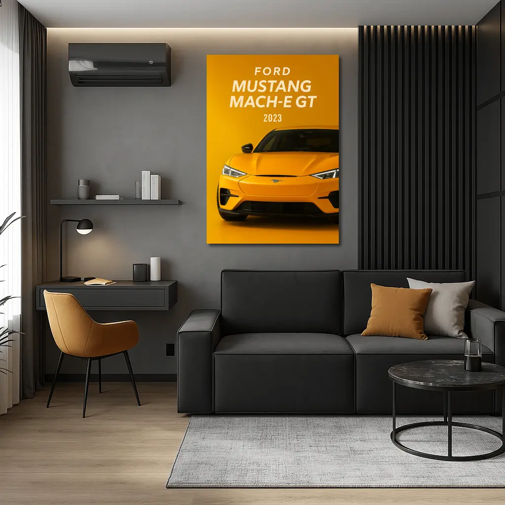 Ford Mustang Mach-E GT Yellow Background – Wall Art