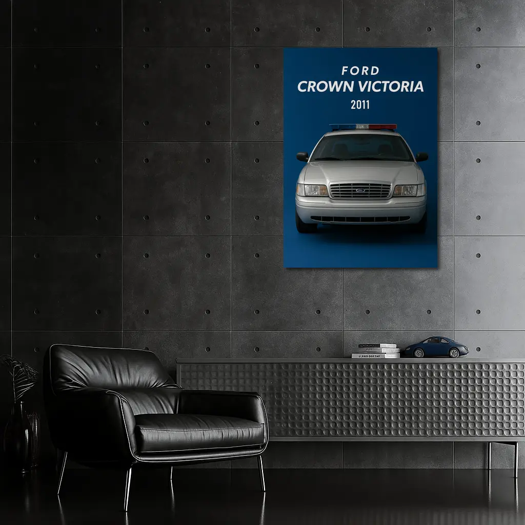 Ford Crown Victoria Police Car Blue Background – Wall Art