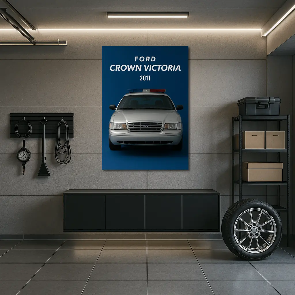 Ford Crown Victoria Police Car Blue Background – Wall Art