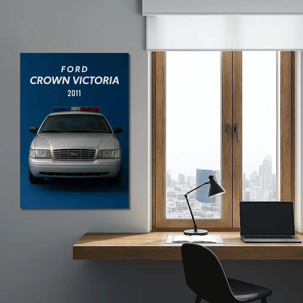 Ford Crown Victoria Police Car Blue Background – Wall Art
