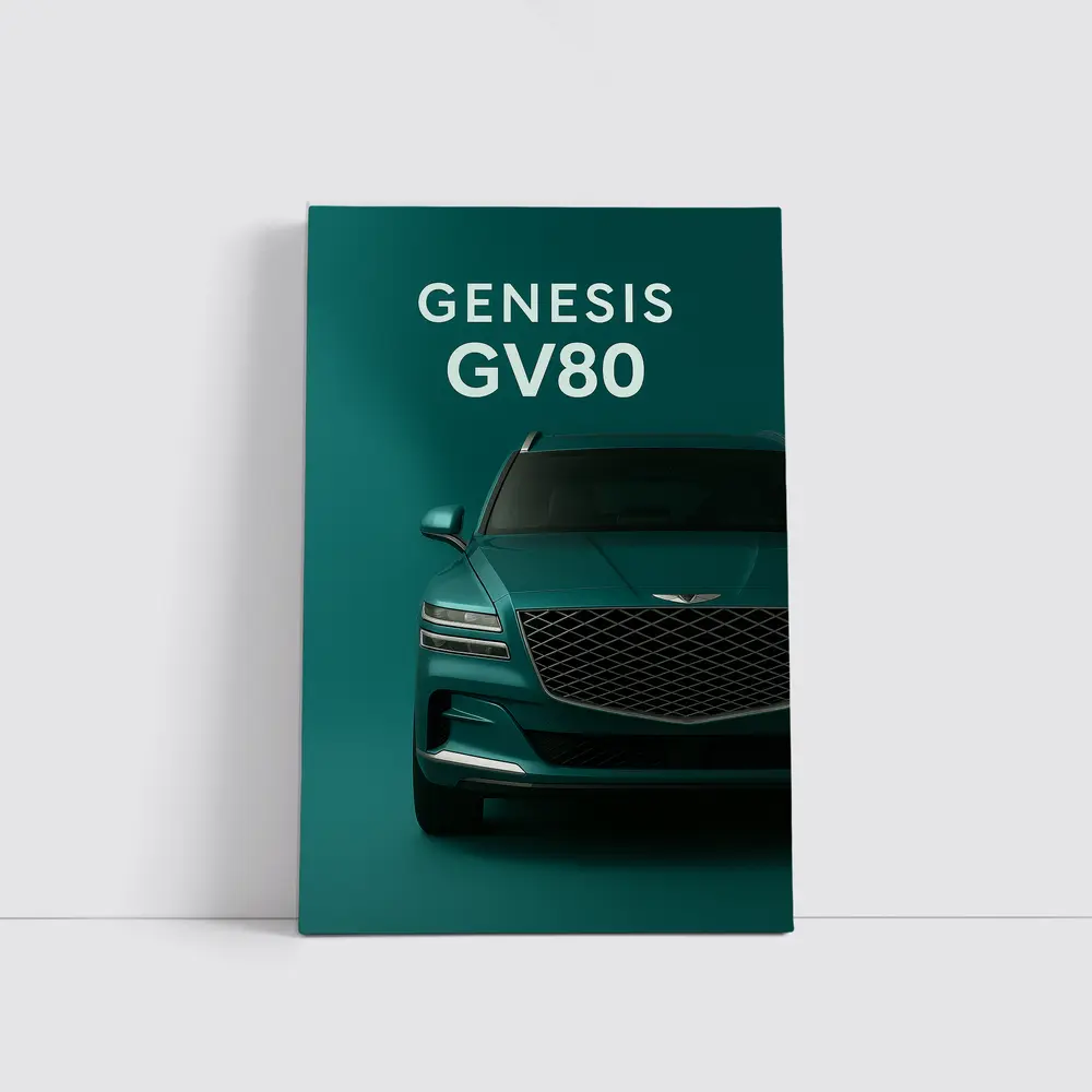 Genesis GV80 SUV Green Teal Background – Wall Art