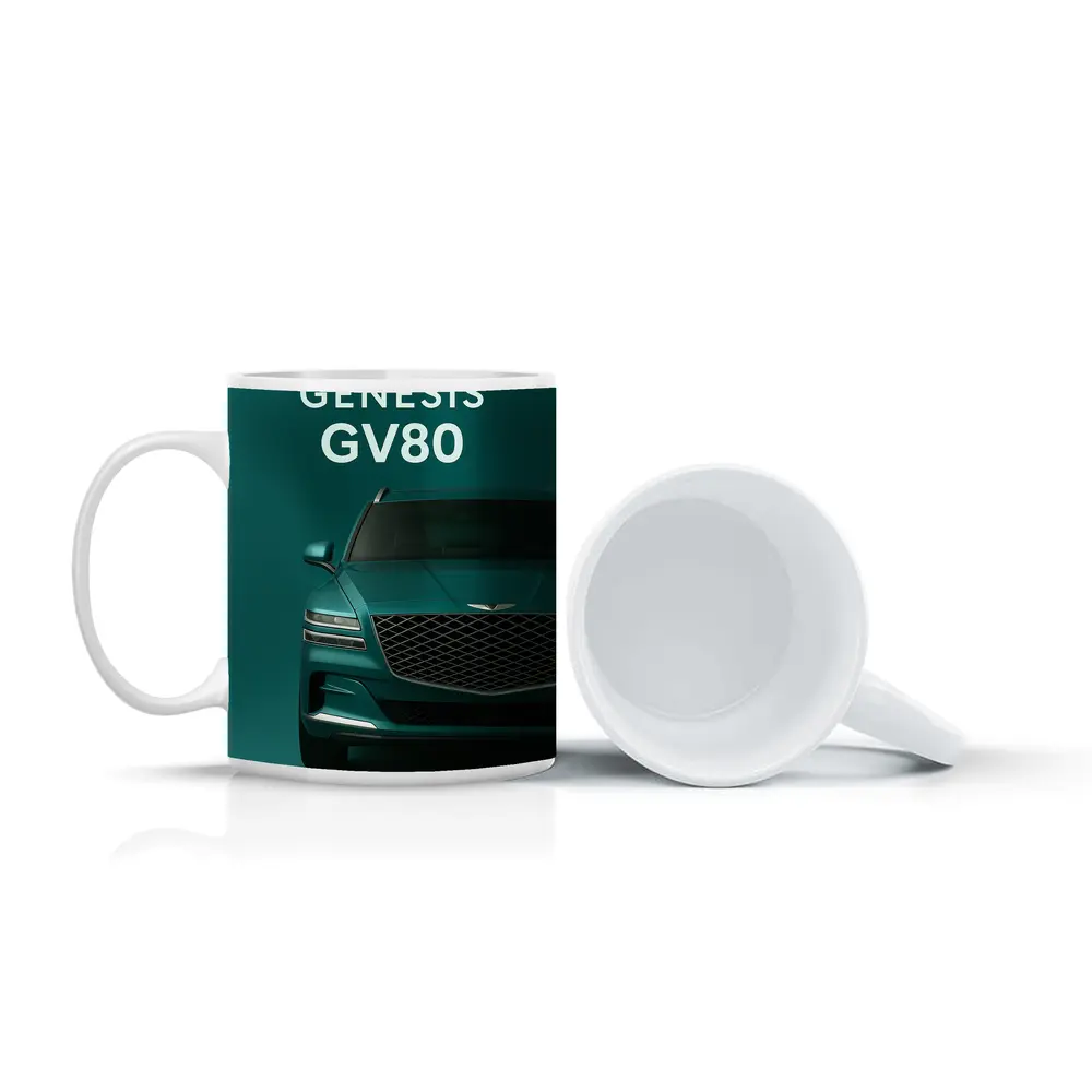 Genesis GV80 SUV Green Teal Background – Mugs