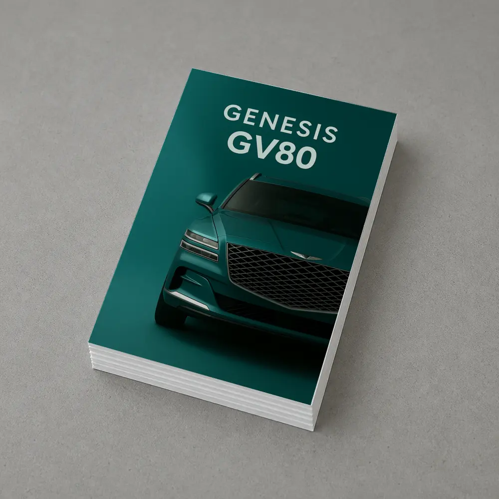 Genesis GV80 SUV Green Teal Background – Postcards