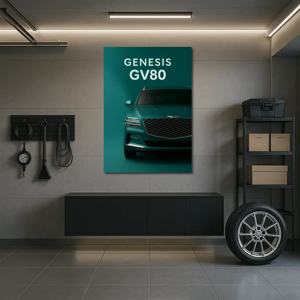 Genesis GV80 SUV Green Teal Background – Wall Art