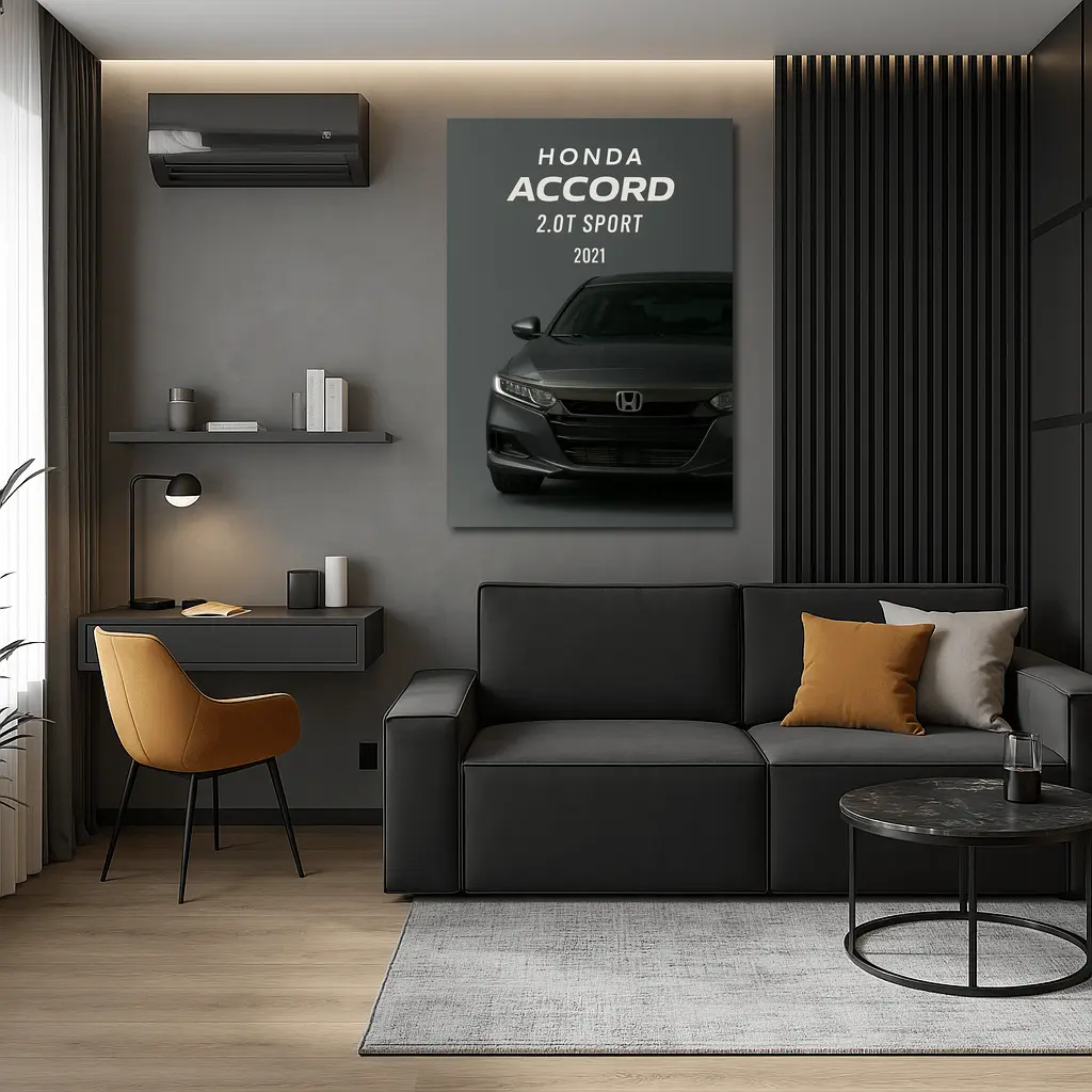 Honda Accord Sport Front View Dark Background – Wall Art