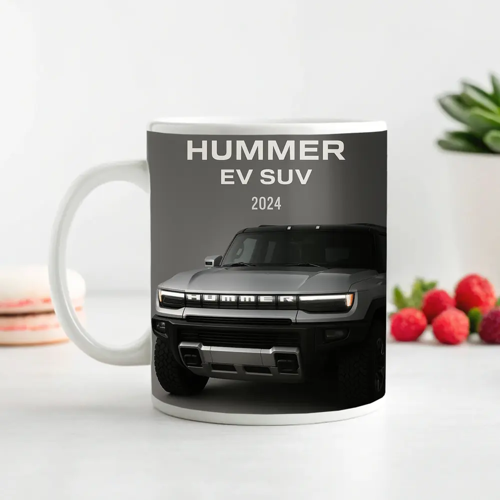 GMC Hummer EV SUV Gray Background – Mugs