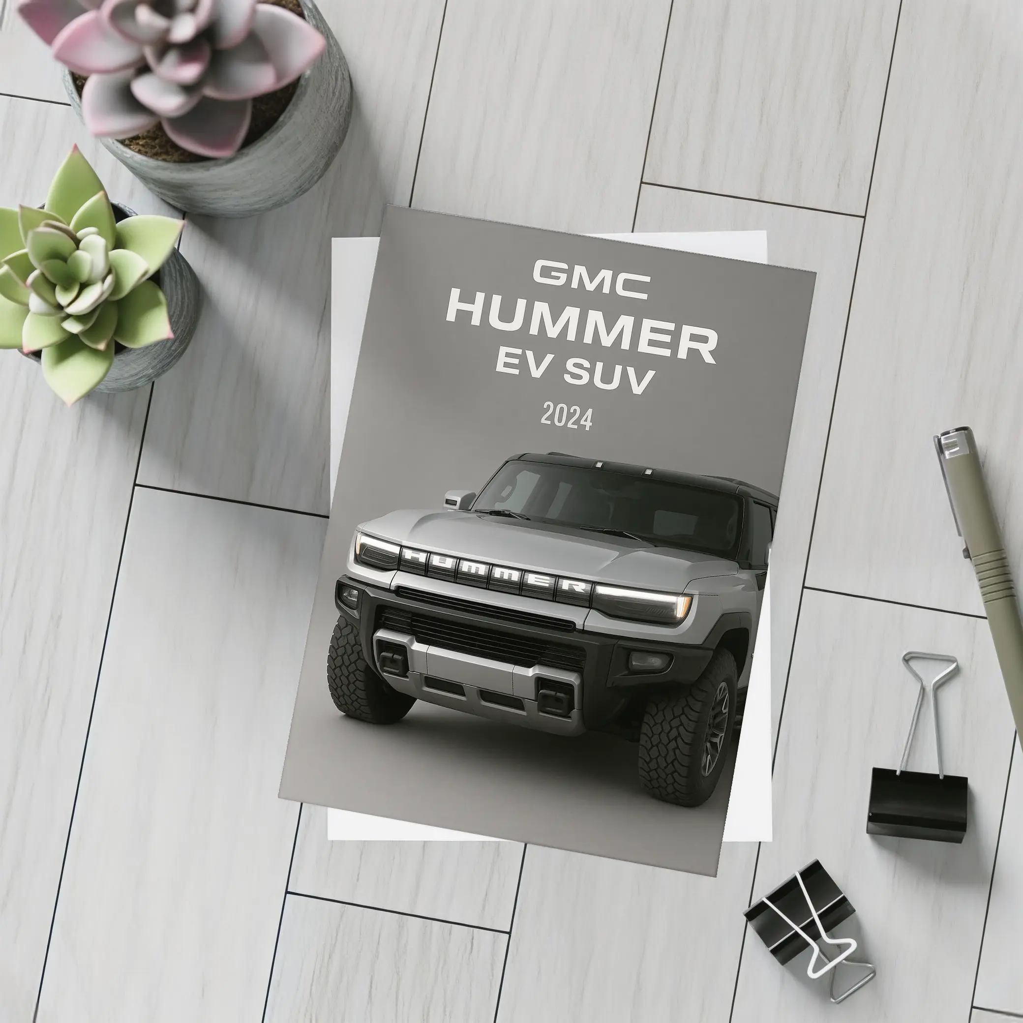 GMC Hummer EV SUV Gray Background – Postcards