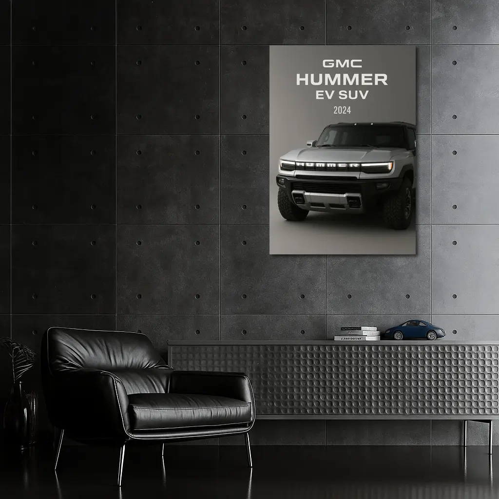 GMC Hummer EV SUV Gray Background – Wall Art