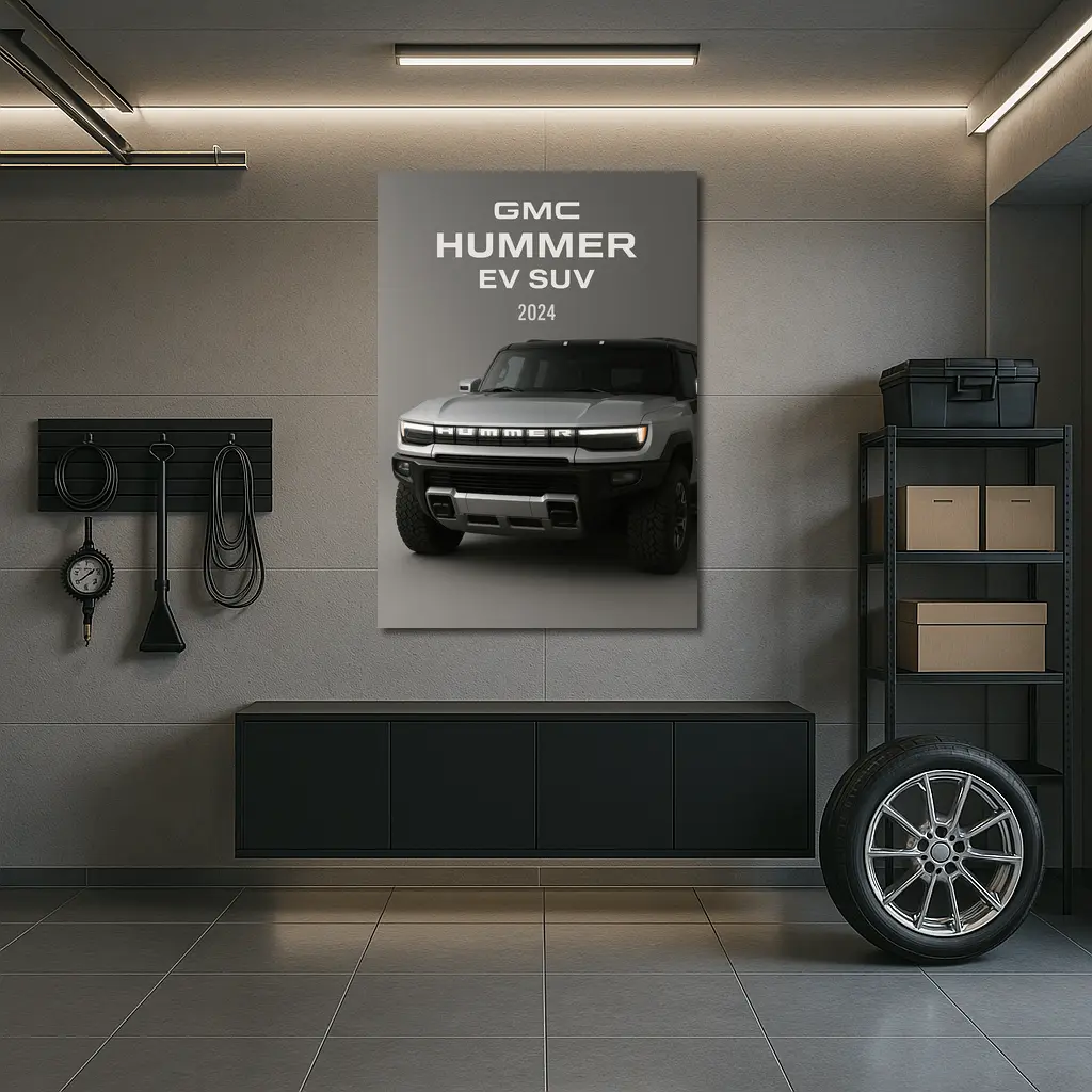 GMC Hummer EV SUV Gray Background – Wall Art