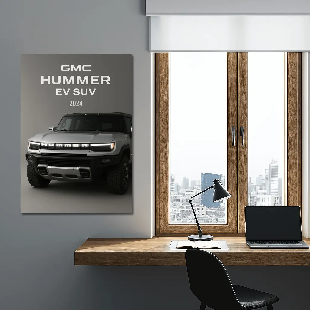 GMC Hummer EV SUV Gray Background – Wall Art