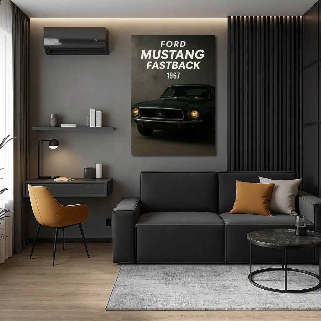 Ford Mustang Fastback 1967 Dark Studio – Wall Art
