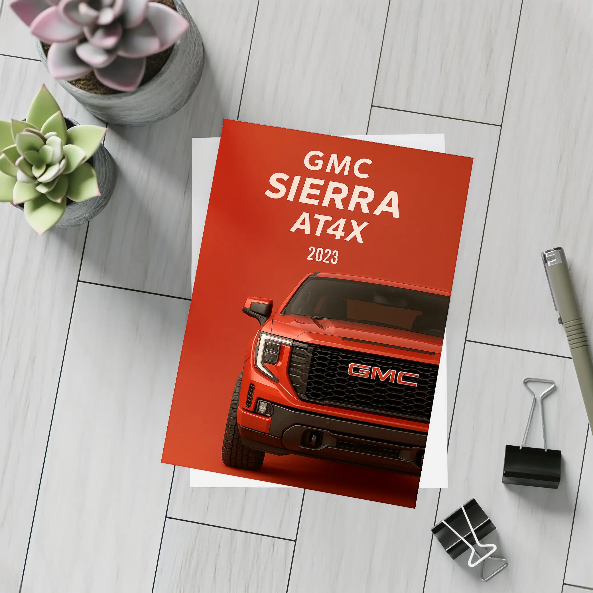 GMC Sierra AT X Red Front View – Postcards