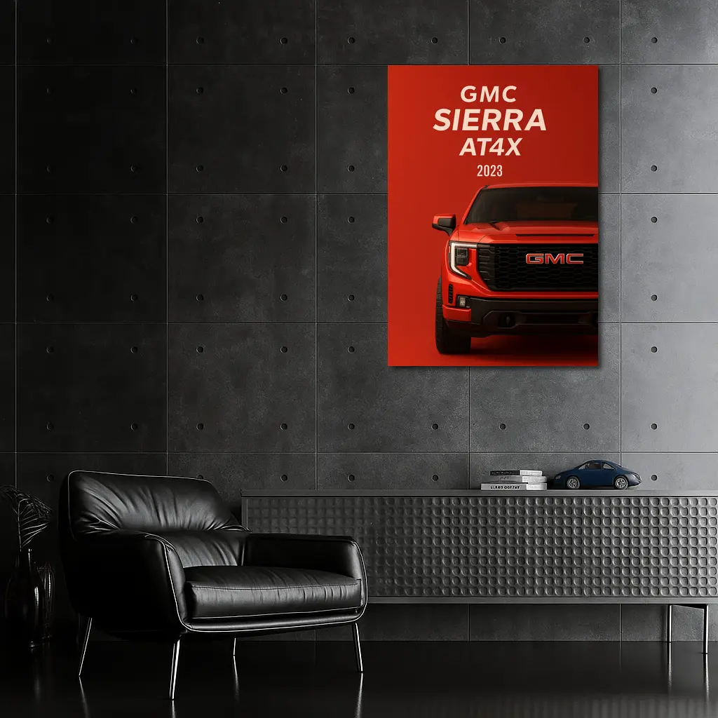 GMC Sierra AT X Red Front View – Wall Art