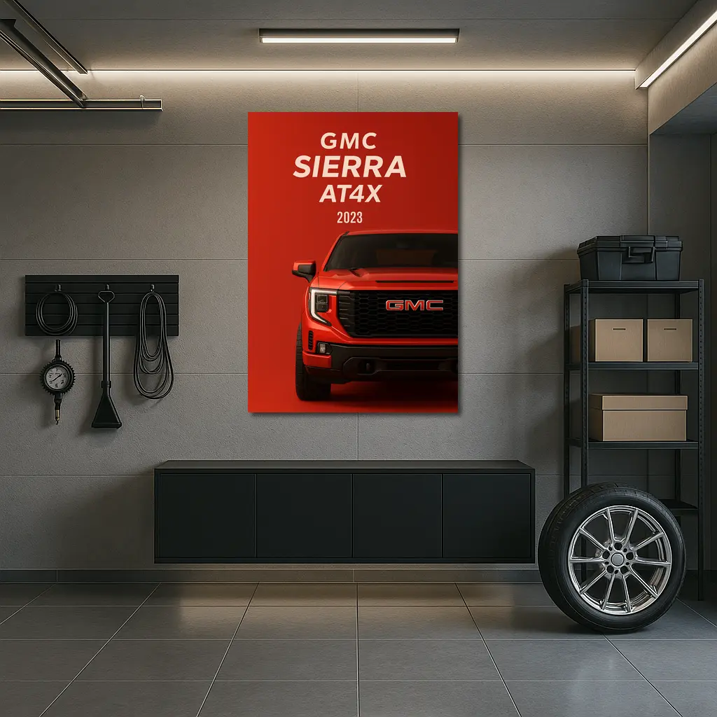 GMC Sierra AT X Red Front View – Wall Art