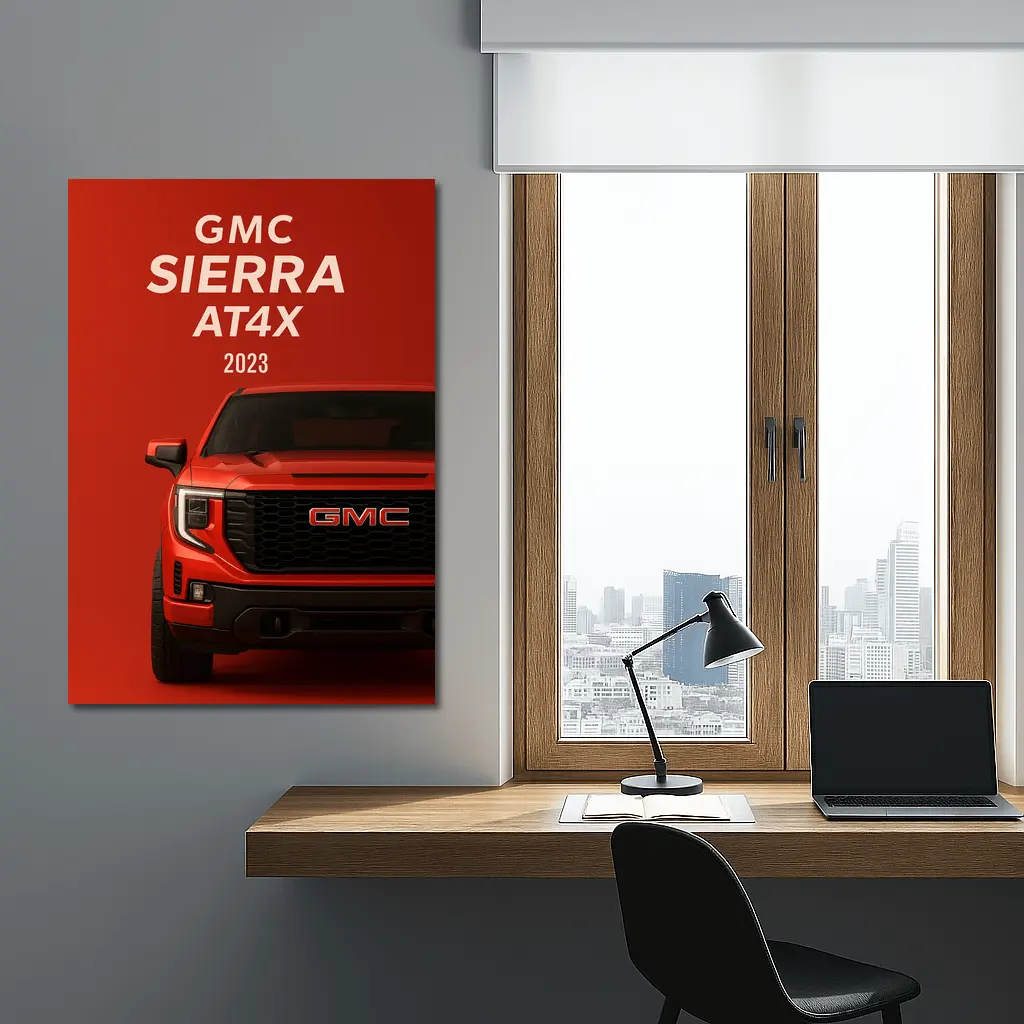 GMC Sierra AT X Red Front View – Wall Art