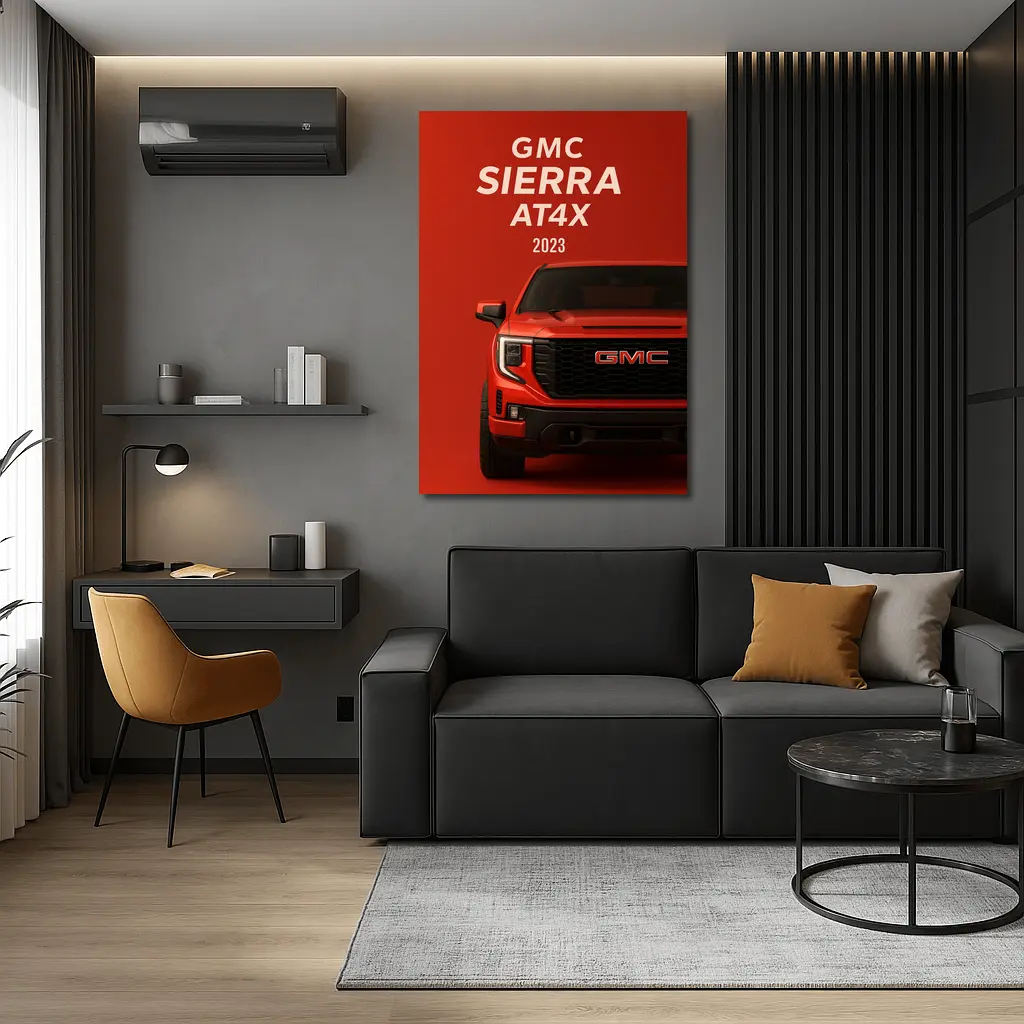 GMC Sierra AT X Red Front View – Wall Art