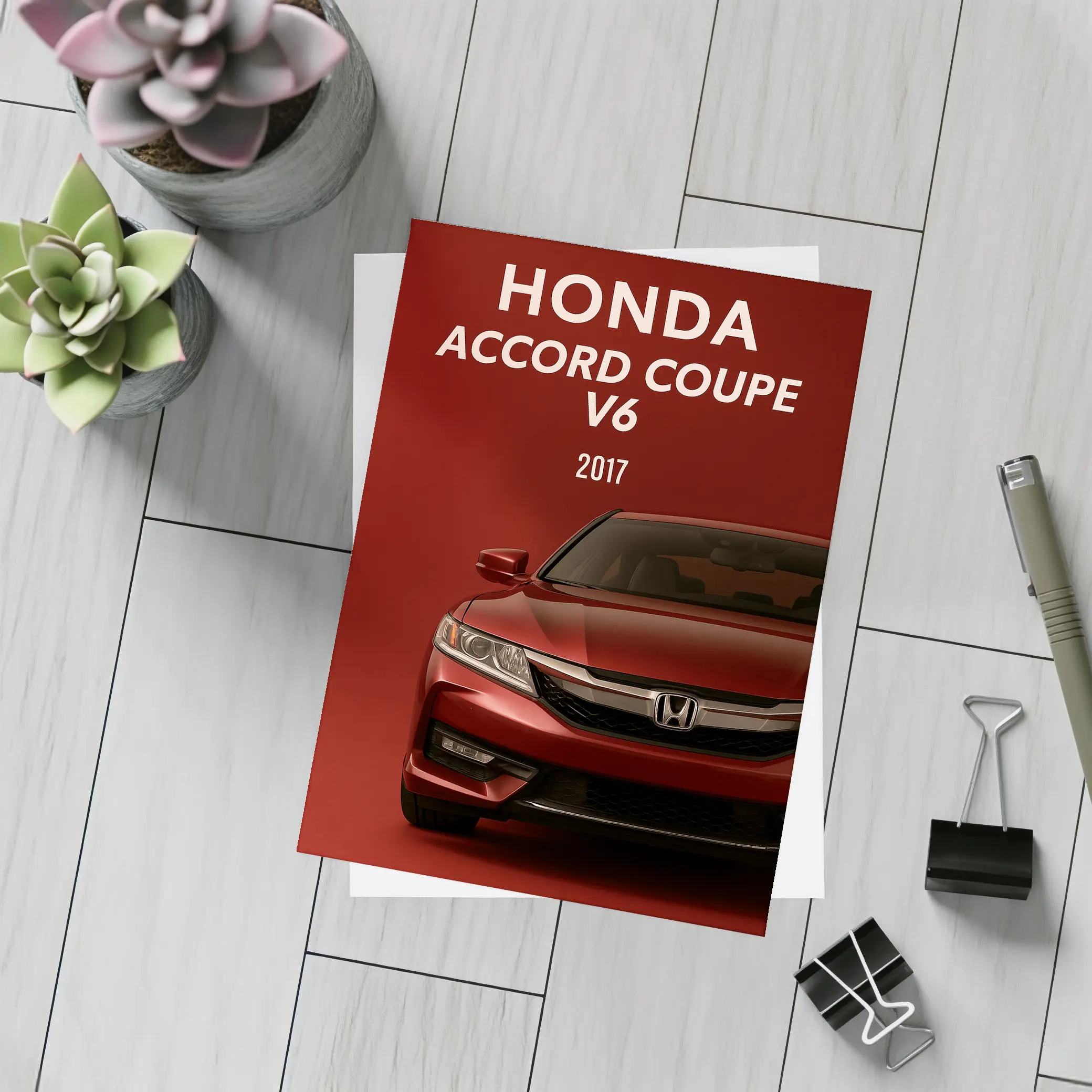 Honda Accord Coupe V6 Red Background – Postcards