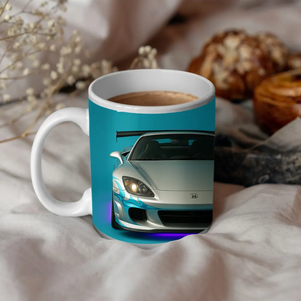 Honda S2000 Sports Car Teal Background – Mugs