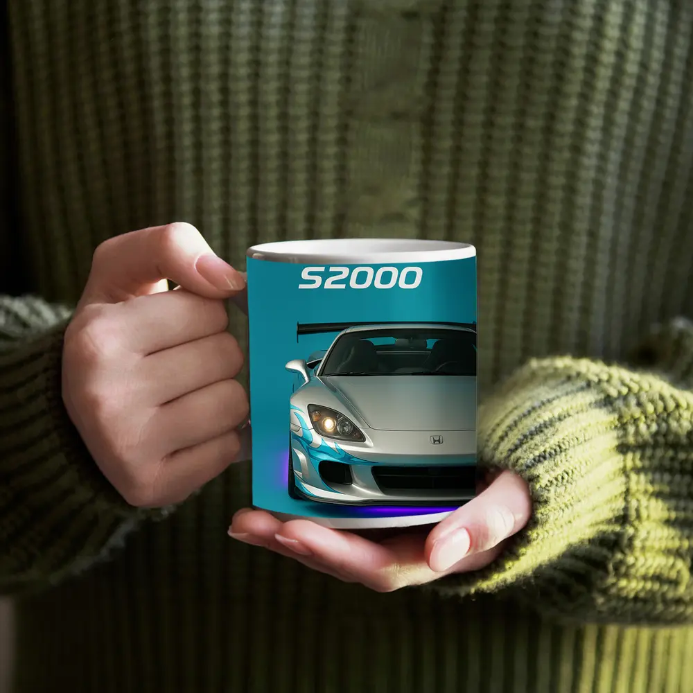 Honda S2000 Sports Car Teal Background – Mugs