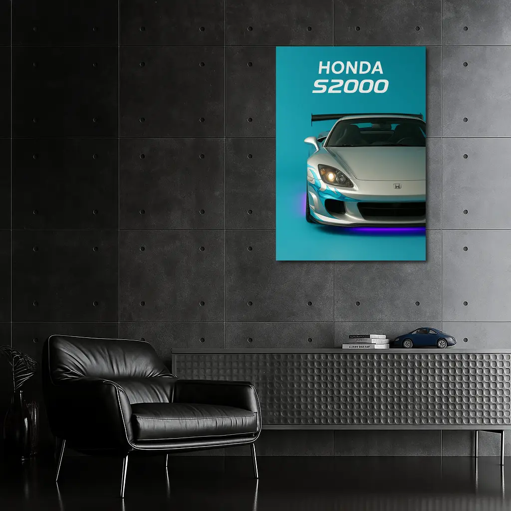 Honda S2000 Sports Car Teal Background – Wall Art