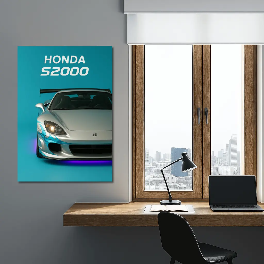 Honda S2000 Sports Car Teal Background – Wall Art