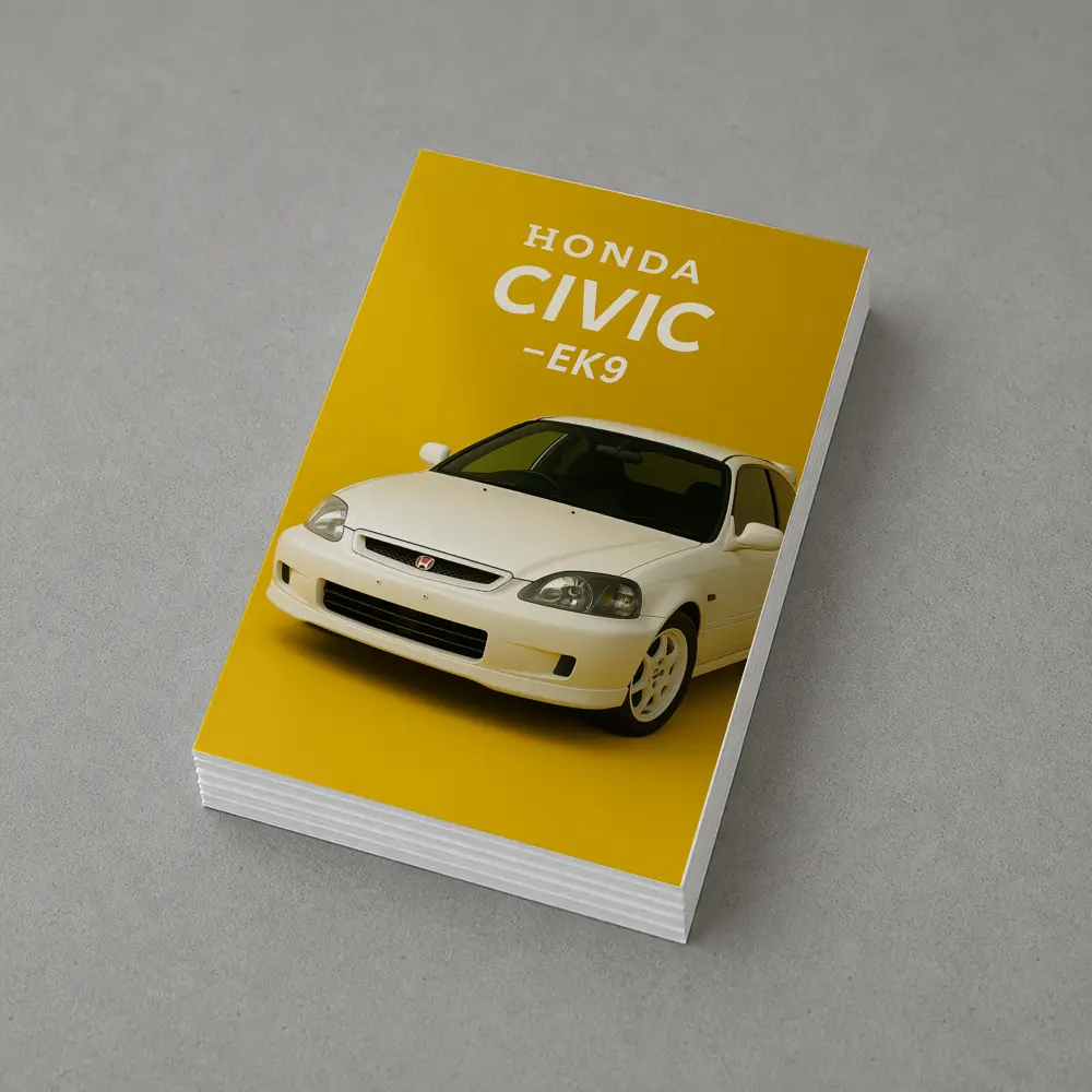 Honda Civic EK9 White Car Yellow Background – Postcards