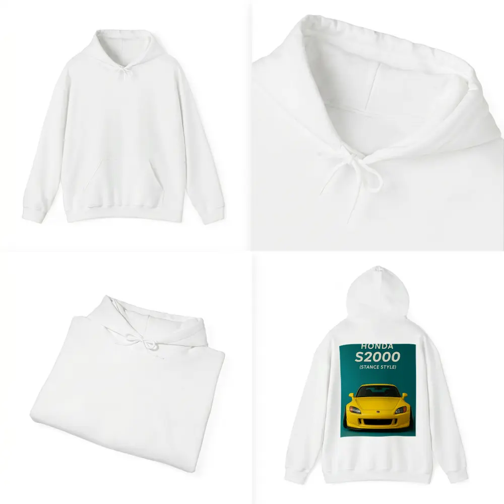 Honda S2000 Stance Style Yellow Teal Background – Hoodies