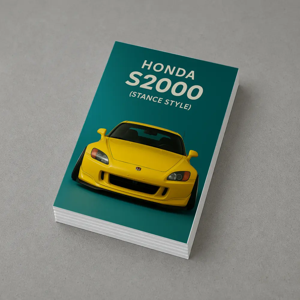 Honda S2000 Stance Style Yellow Teal Background – Postcards