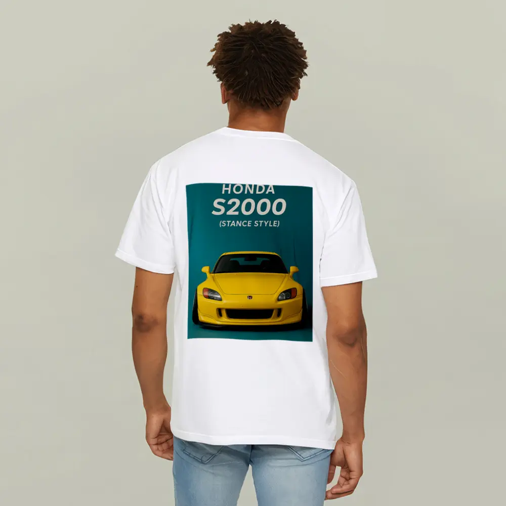Honda S2000 Stance Style Yellow Teal Background – T-Shirts
