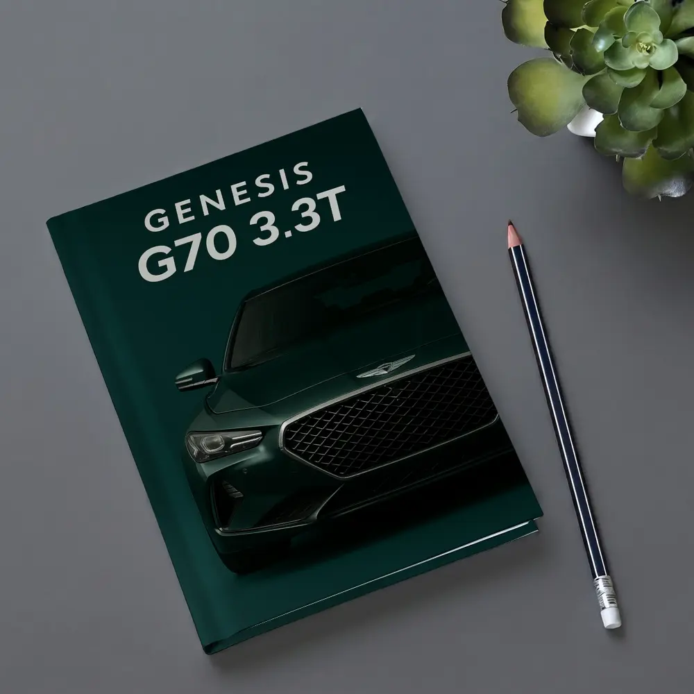 Genesis G70 3.3T Dark Green Front View – Notebooks
