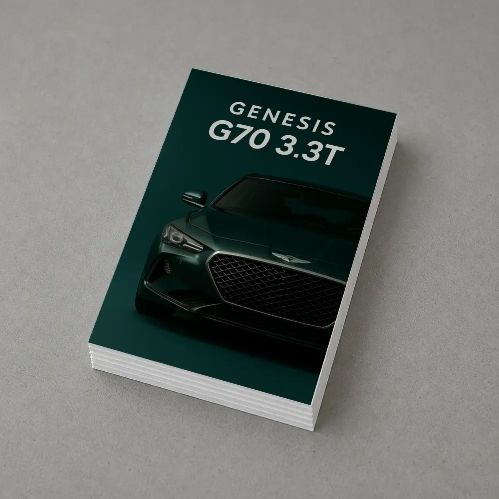 Genesis G70 3.3T Dark Green Front View – Postcards