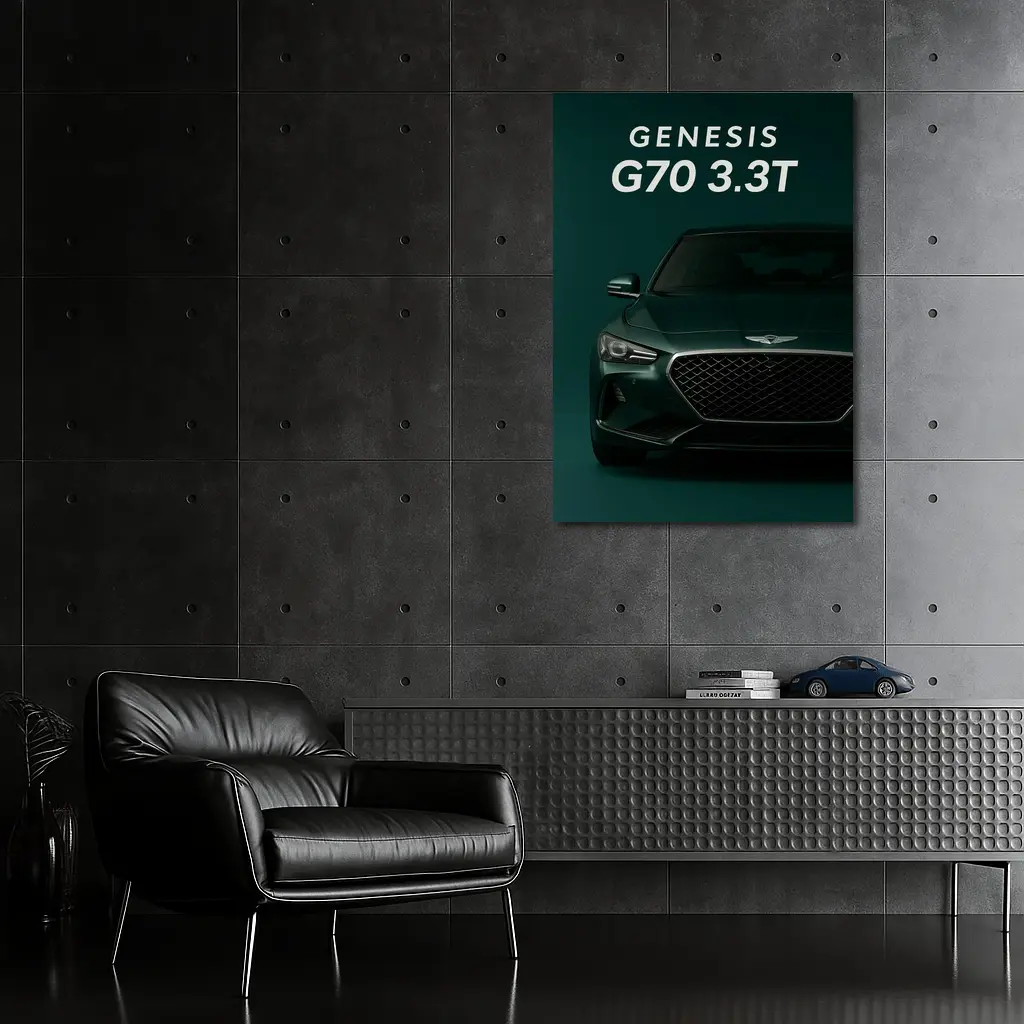 Genesis G70 3.3T Dark Green Front View – Wall Art