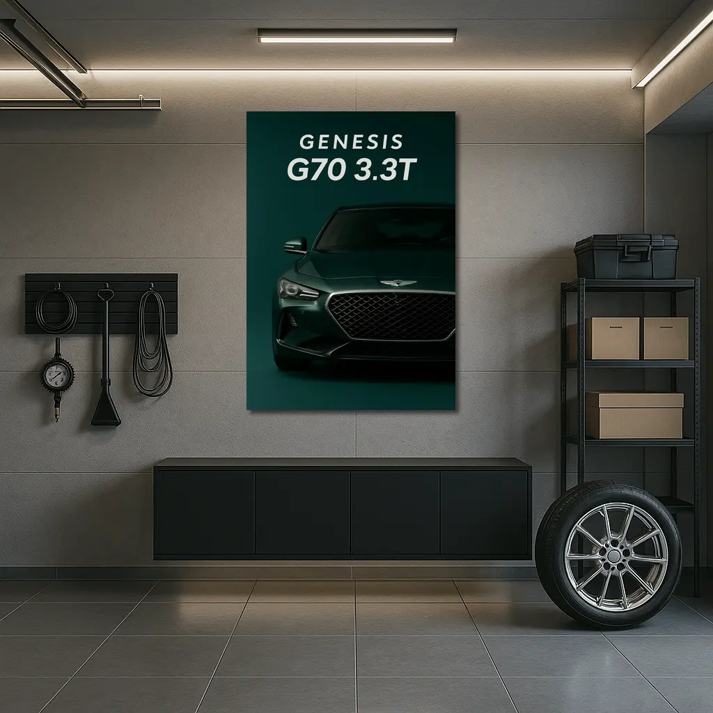 Genesis G70 3.3T Dark Green Front View – Wall Art