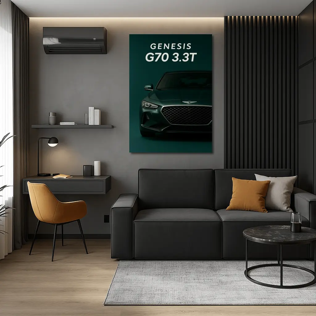 Genesis G70 3.3T Dark Green Front View – Wall Art