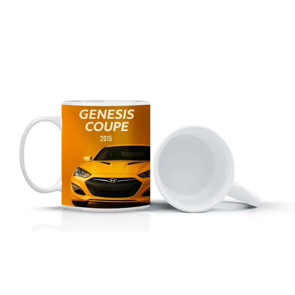 Hyundai Genesis Coupe Yellow Sports Car Art – Mugs