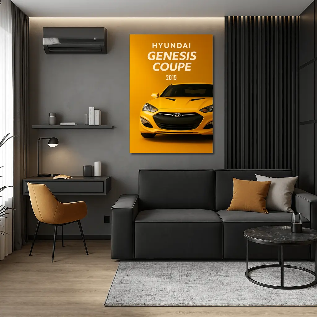 Hyundai Genesis Coupe Yellow Sports Car Art – Wall Art