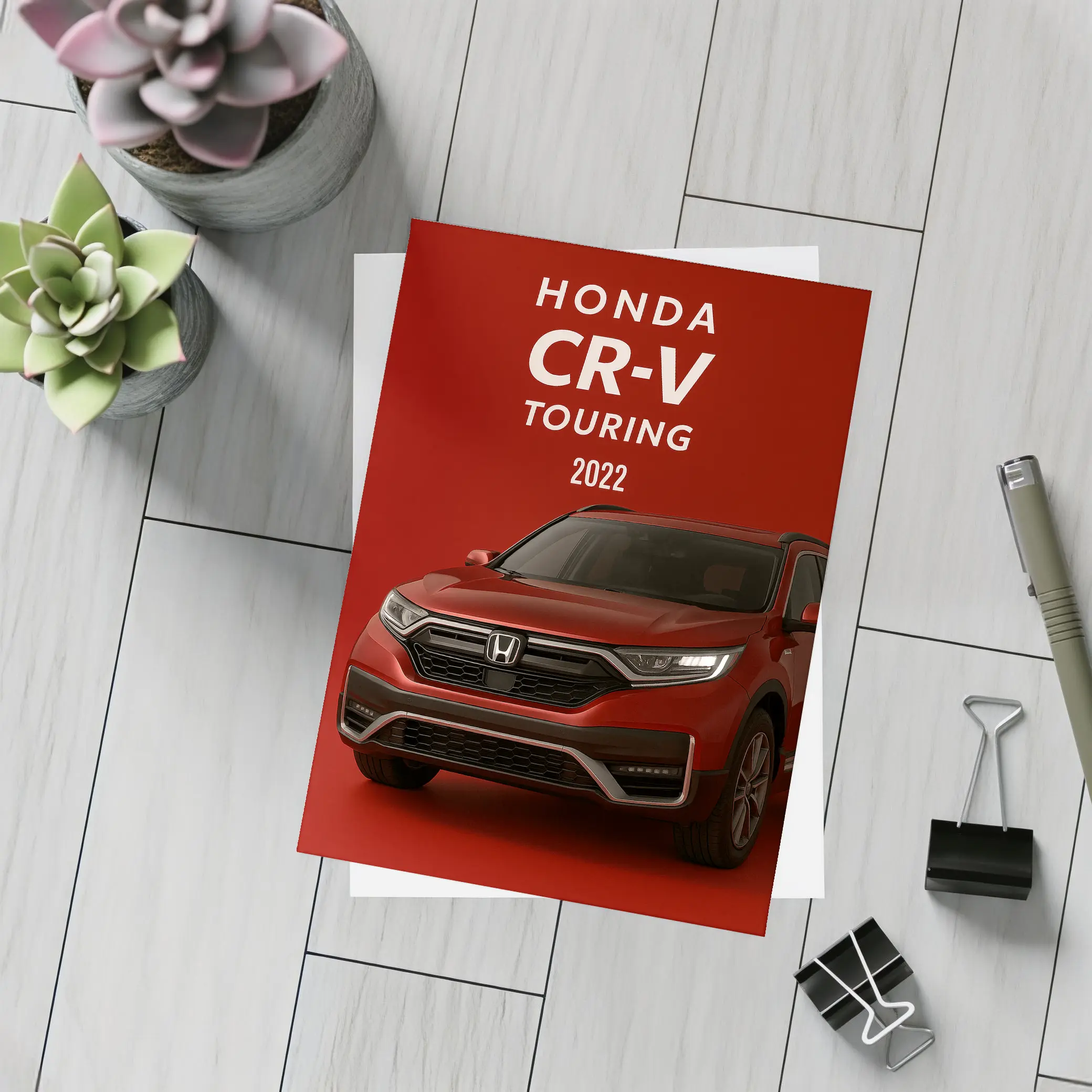 Honda CR-V Touring SUV Red Background – Postcards
