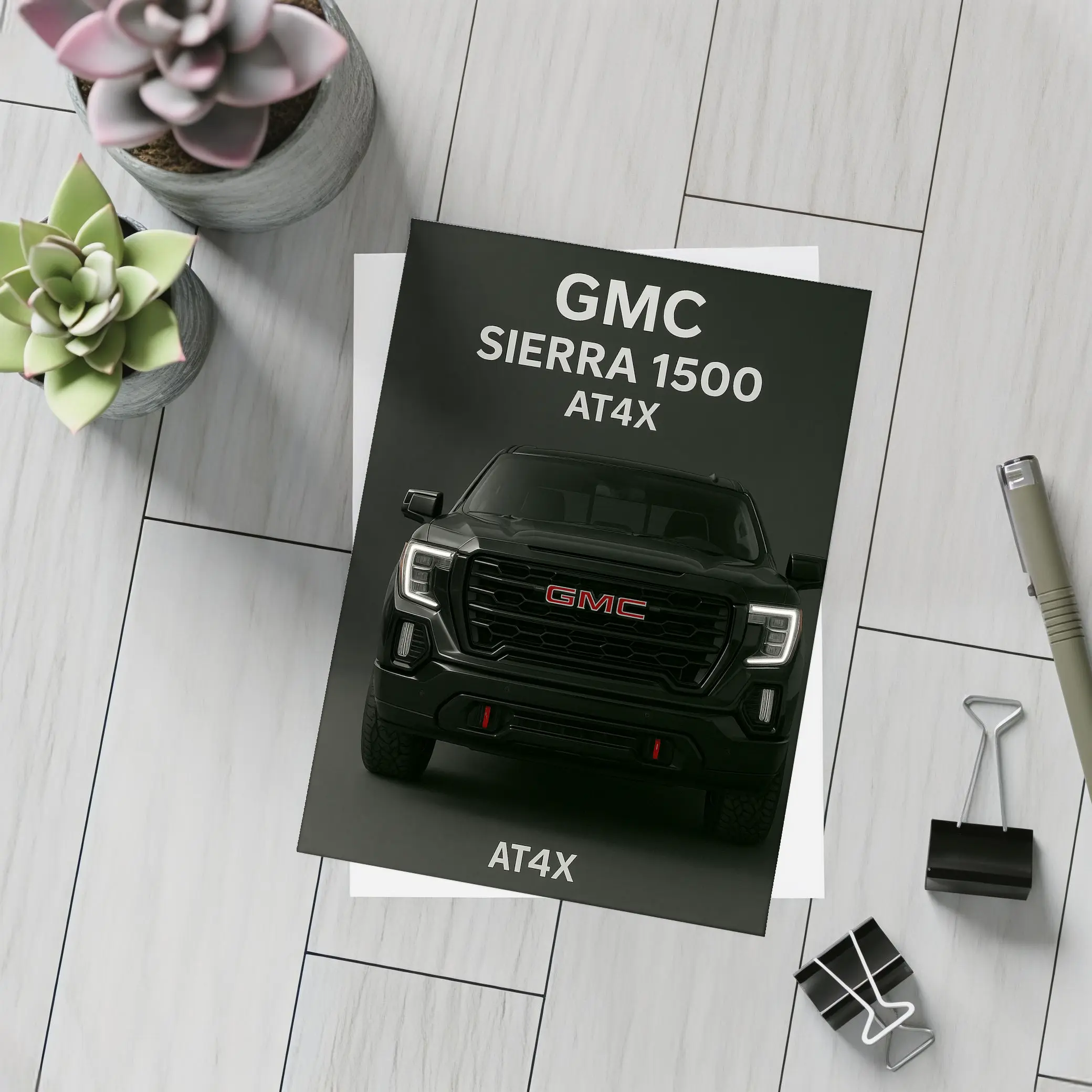 GMC Sierra AT4X Black Truck Dark Background – Postcards