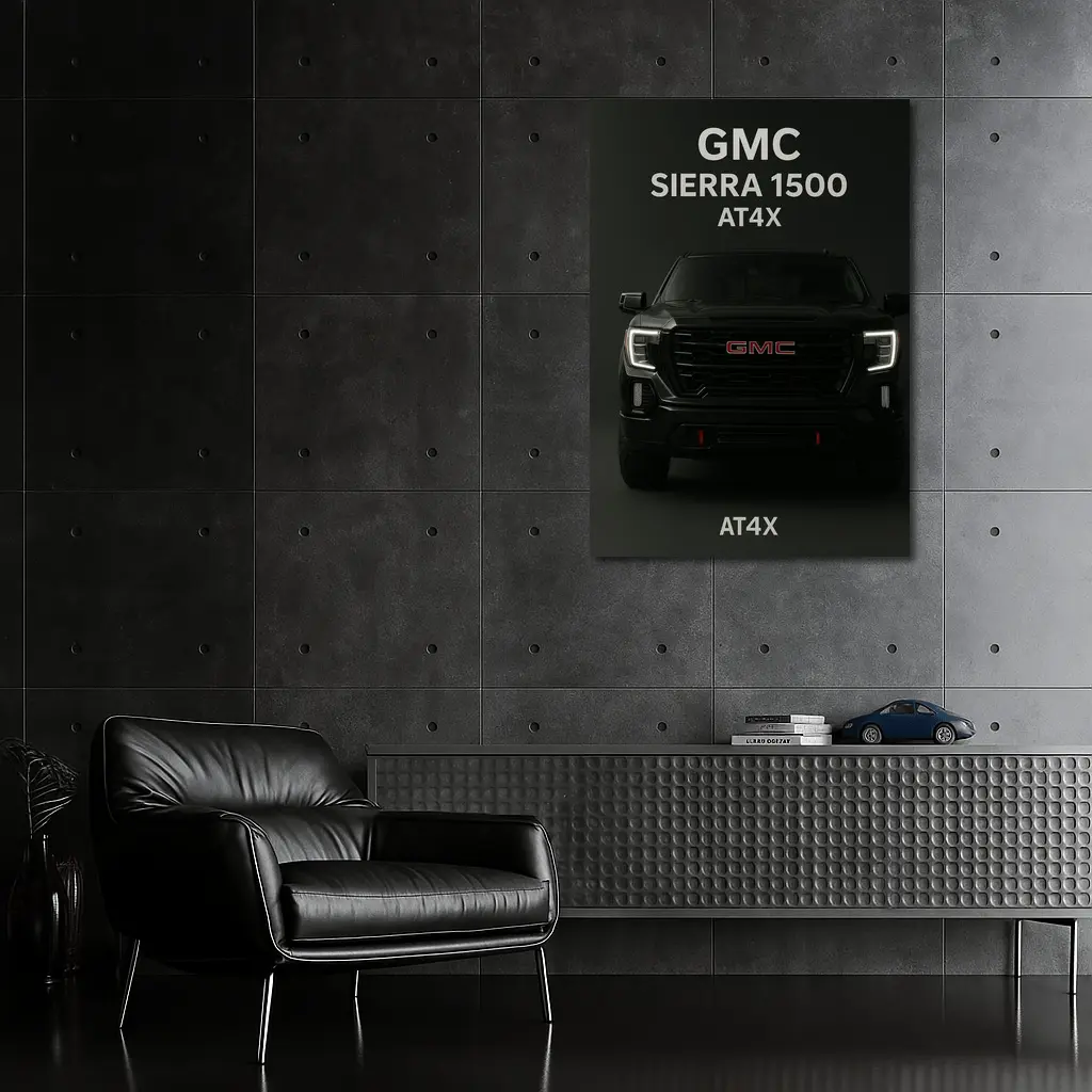 GMC Sierra AT4X Black Truck Dark Background – Wall Art