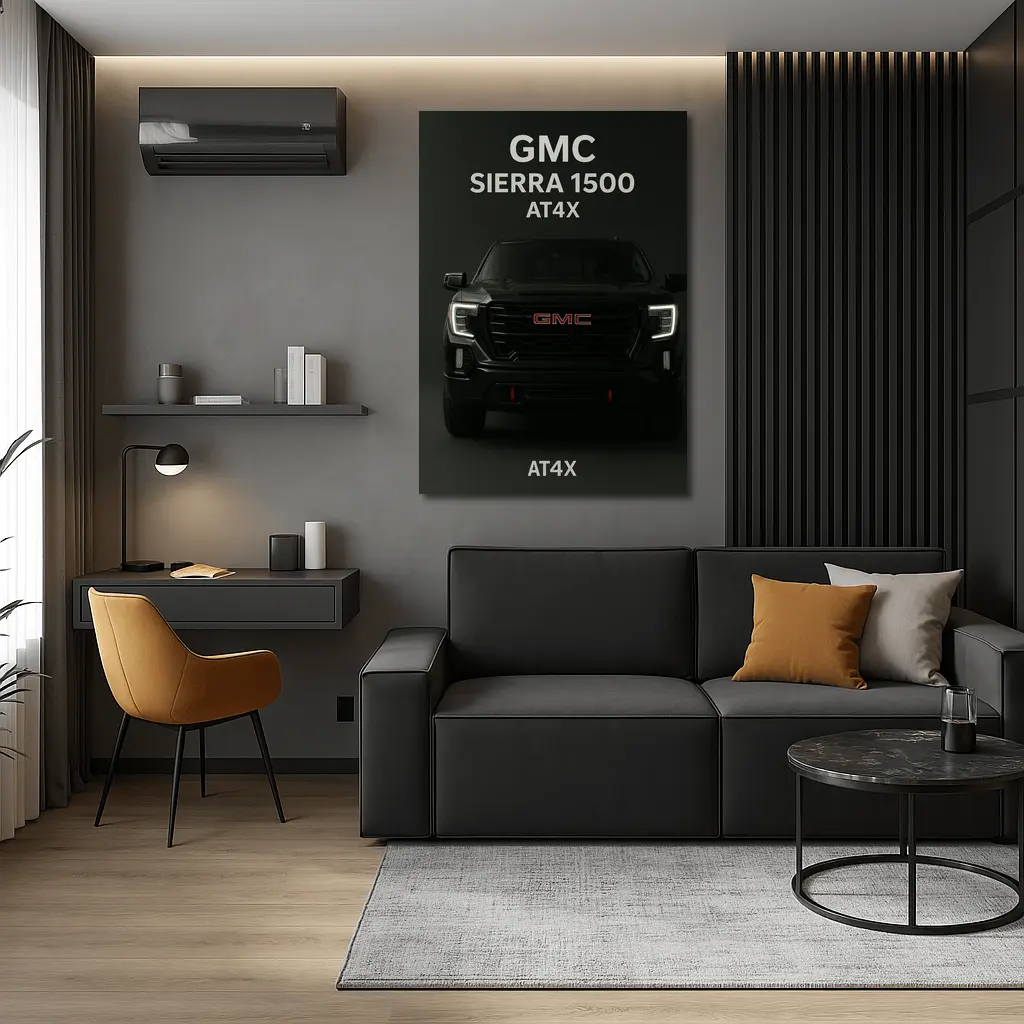 GMC Sierra AT4X Black Truck Dark Background – Wall Art