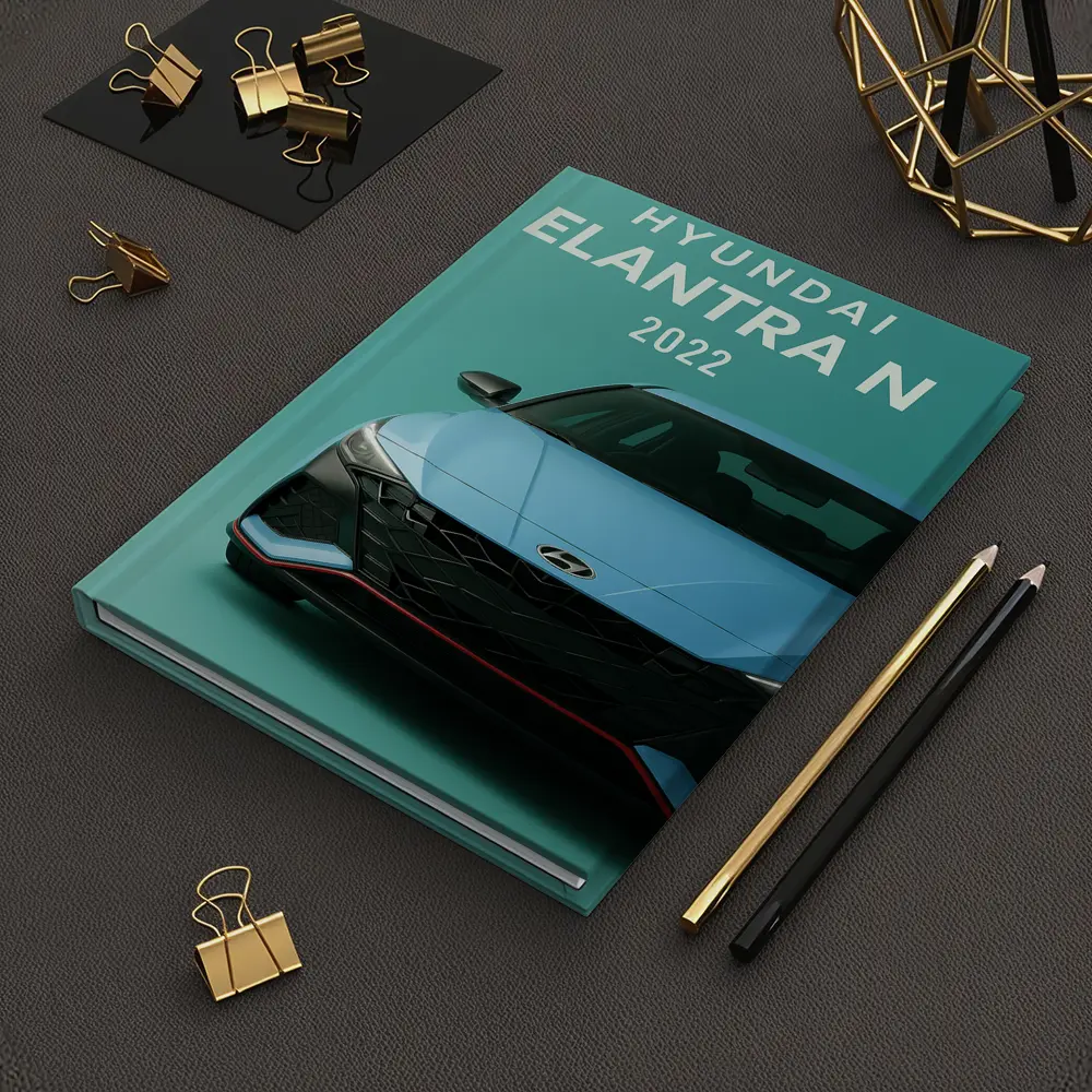 Hyundai Elantra N Front View Teal Background – Notebooks