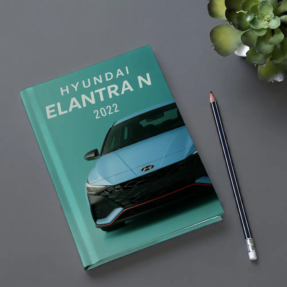 Hyundai Elantra N Front View Teal Background – Notebooks