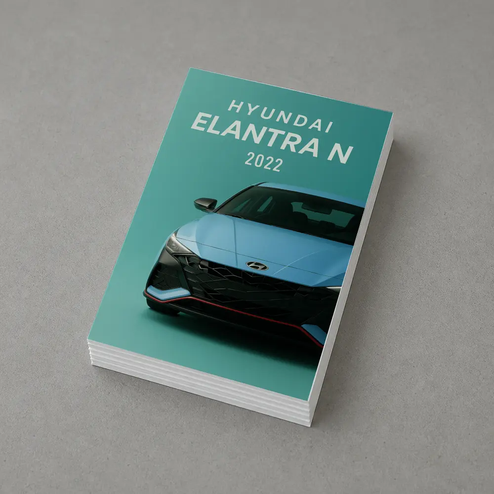 Hyundai Elantra N Front View Teal Background – Postcards