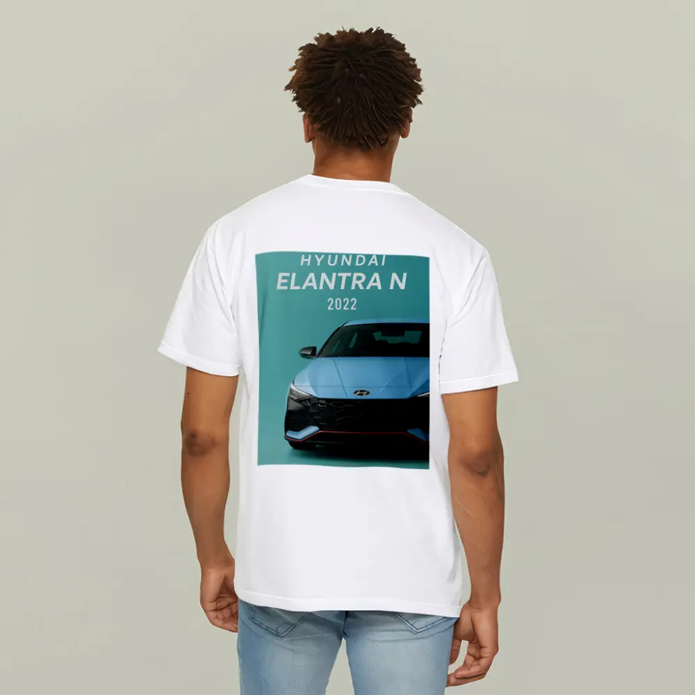Hyundai Elantra N Front View Teal Background – T-Shirts