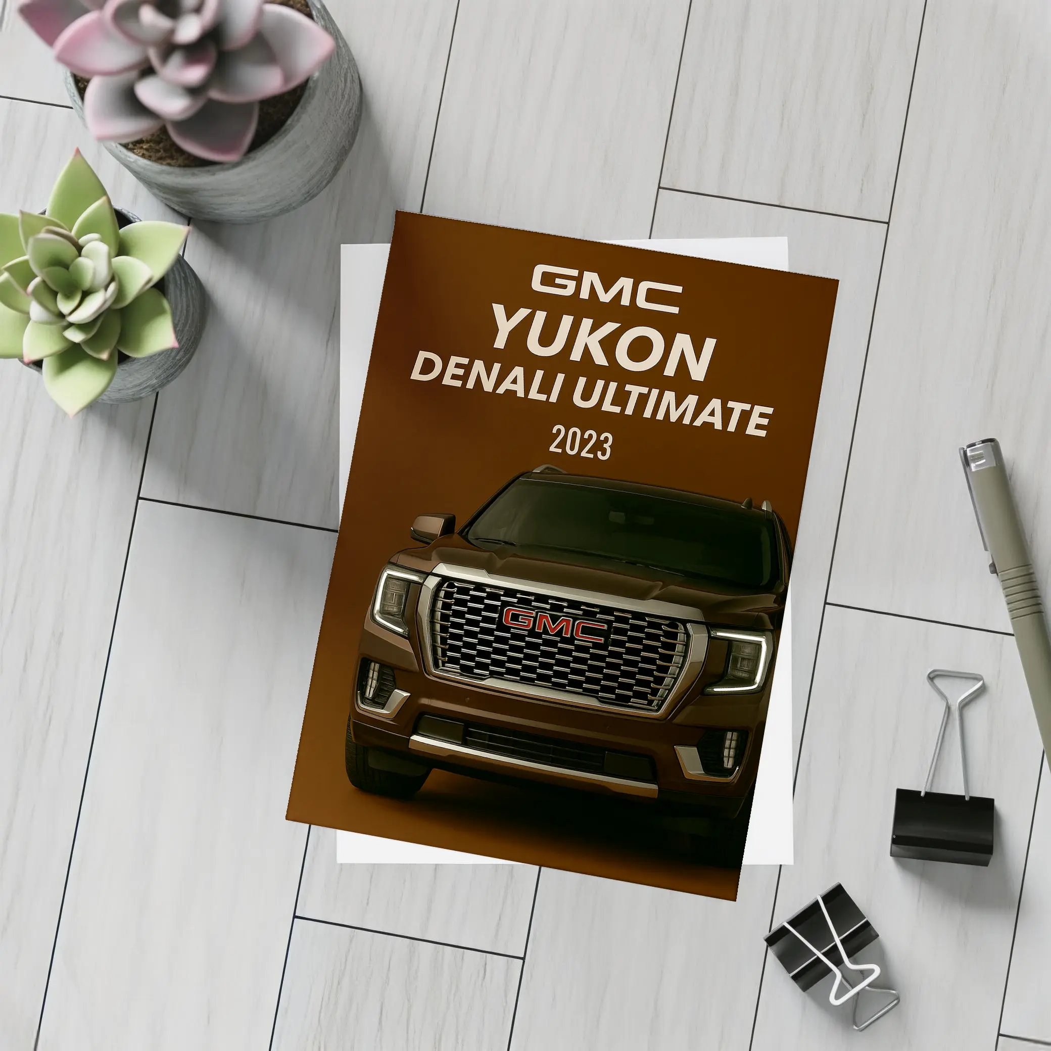 GMC Yukon Denali Ultimate Dark Brown Background – Postcards