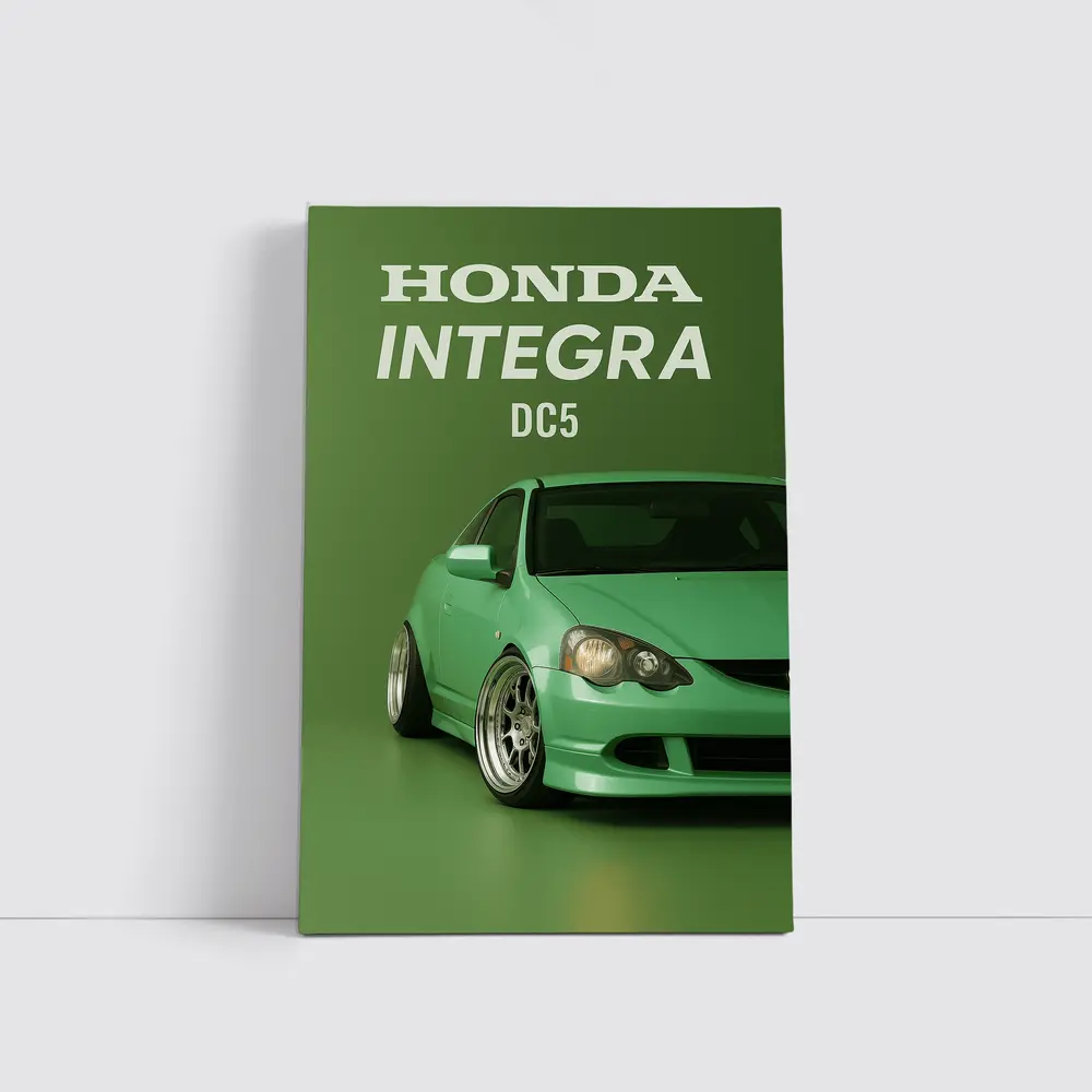 Honda Integra DC5 Green Coupe Stance on Green – Wall Art