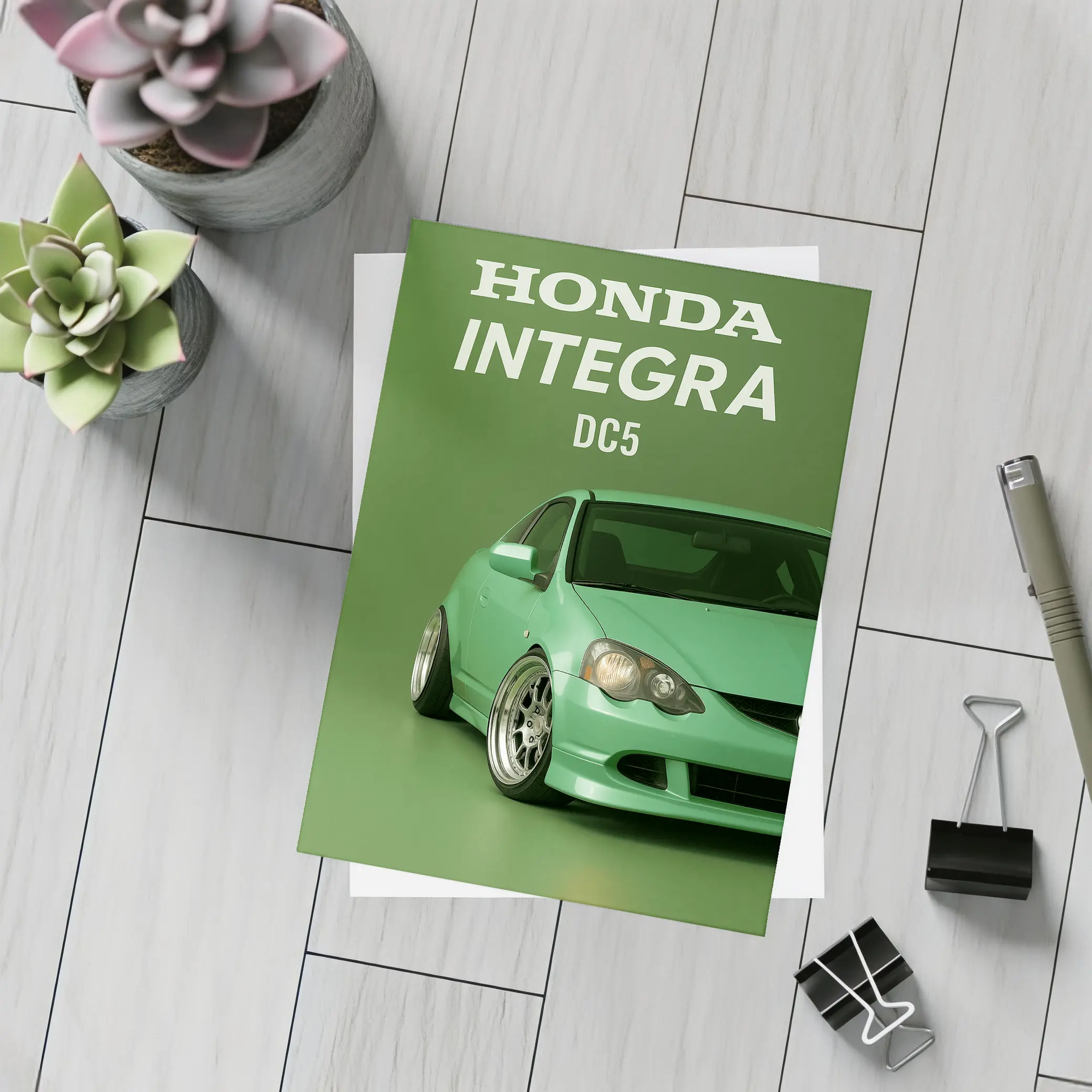Honda Integra DC5 Green Stance Car Art – Postcards