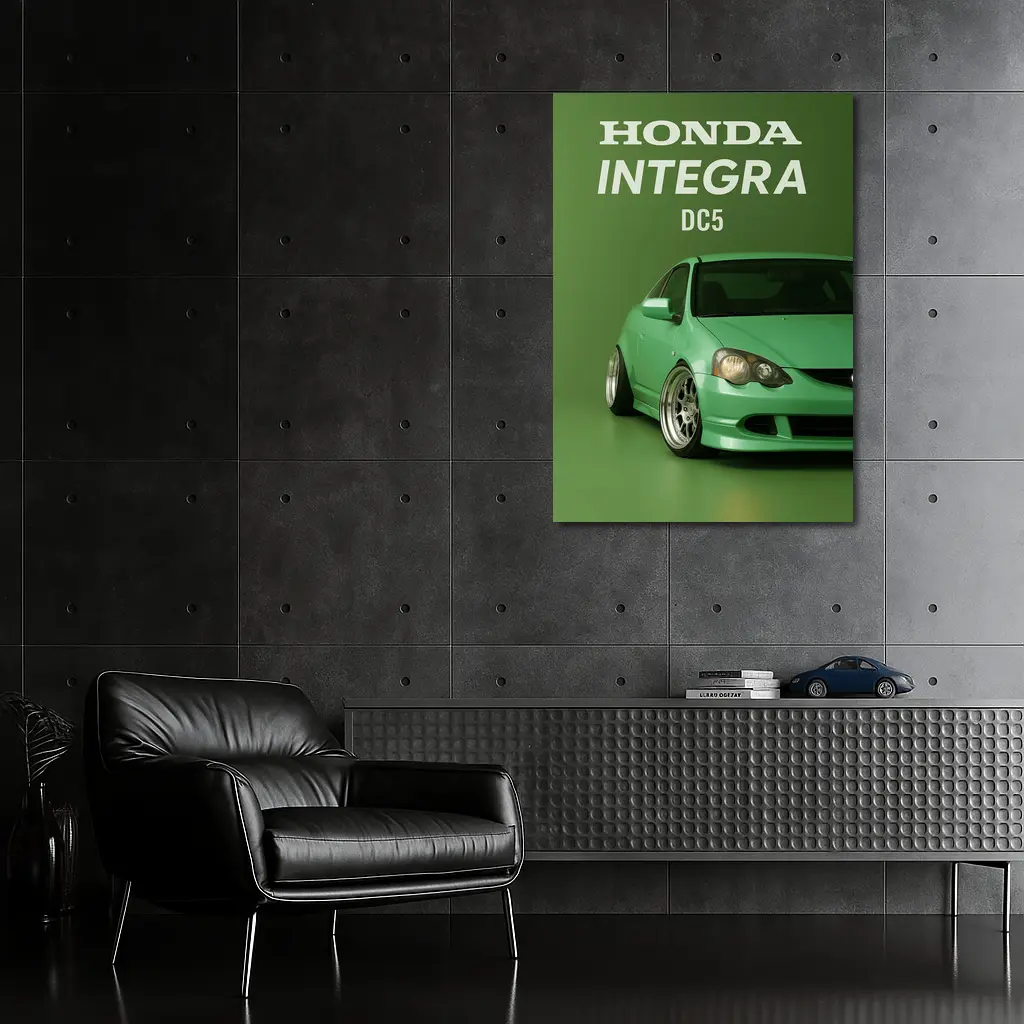 Honda Integra DC5 Green Coupe Stance on Green – Wall Art